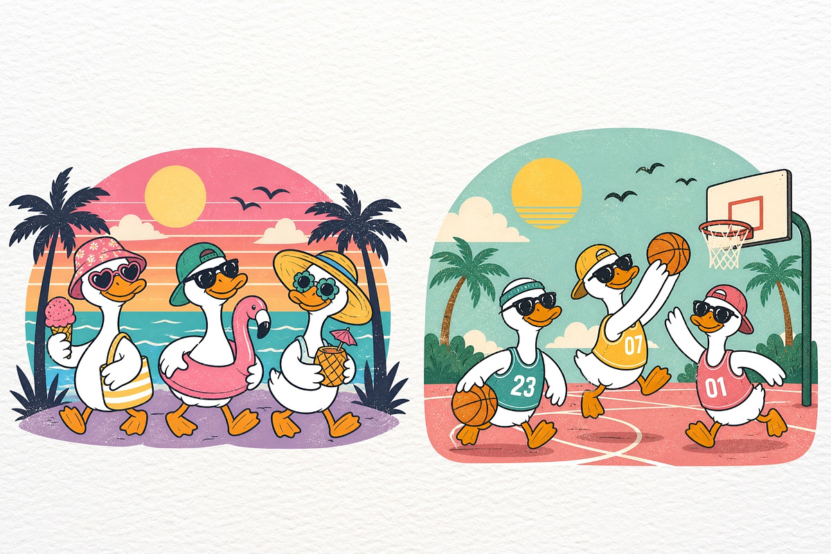 Summer Silly Goose Clipart Coastal, an Animal Illustration by SugarCloudStudioArt (Photo 4 of 4)