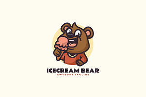 Ice Cream Bear Mascot Cartoon Logo, a Branding & Logo Template by Artnivora.Std