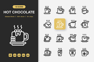 Hot Chocolate Outline Icons, an Outline Icon by Spacepixel Creative