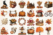 Hand Drawn Vintage Autumn Clipart, an Illustration by Libby Wishes (Thumbnail 2 of 6)