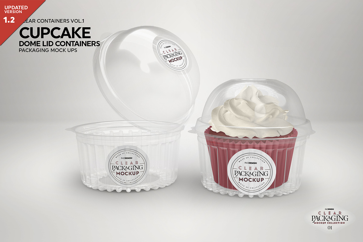 Dome Lid Cupcake Container Mockup, a Cups & Container Mockup by INCDesign (Photo 1 of 7)
