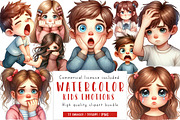 Kids Emotions Clipart, an Illustration by CreationArt (Thumbnail 1 of 5)