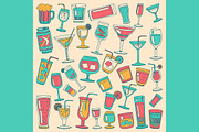 Doodle cocktail icons and patterns, a Pattern Graphic by Art Loft (Thumbnail 14 of 16)
