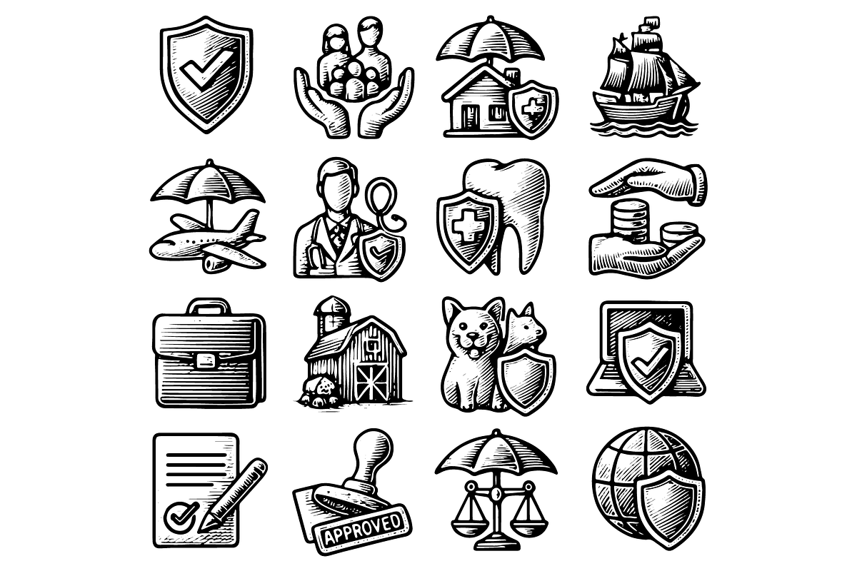 Insurance Set:Protection & Coverage, an Object Graphic by RT Studio (Photo 1 of 2)