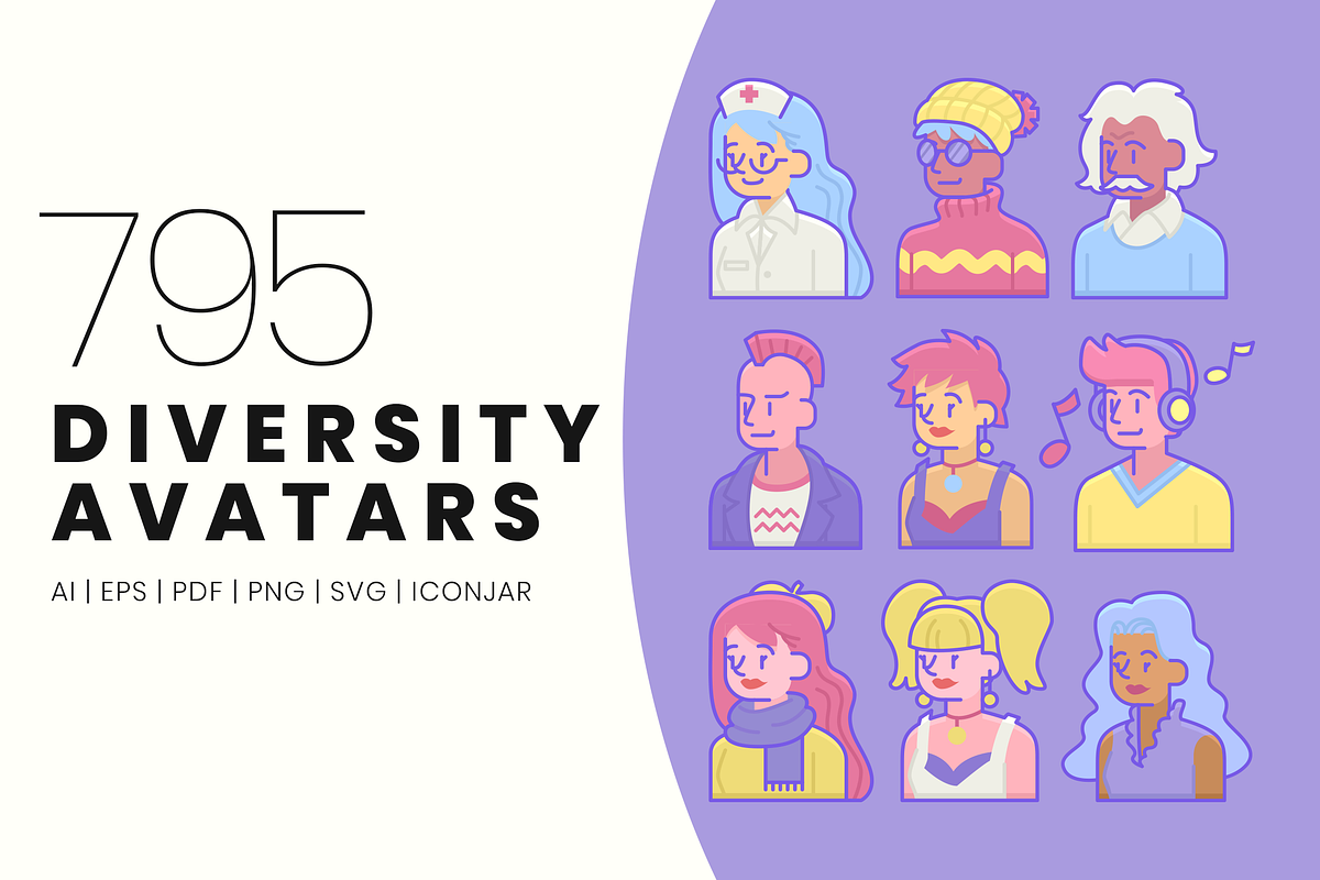 795 Diversity Avatars, an Outline Icon by Flat Icons (Photo 1 of 15)