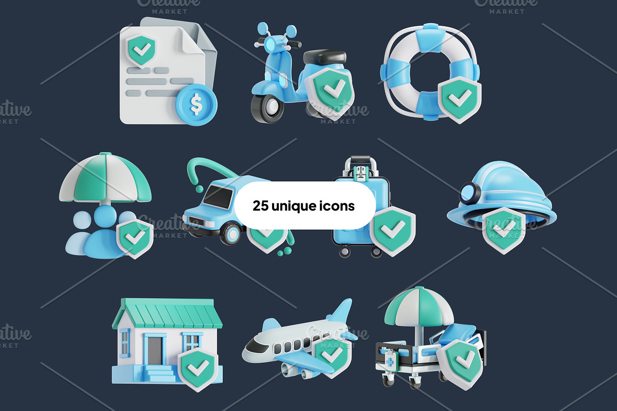 Insurance 3D Icon Pack, an Object 3D Model by Nate Studios (Photo 5 of 6)