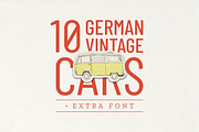 10 German Vintage Cars Vector + Font, an Illustration by Storyteller Imagery (Thumbnail 1 of 5)
