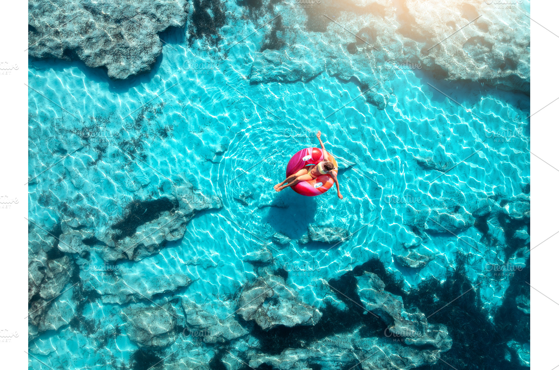 Aerial view of woman relaxing on, a Nature Photo by den-belitsky