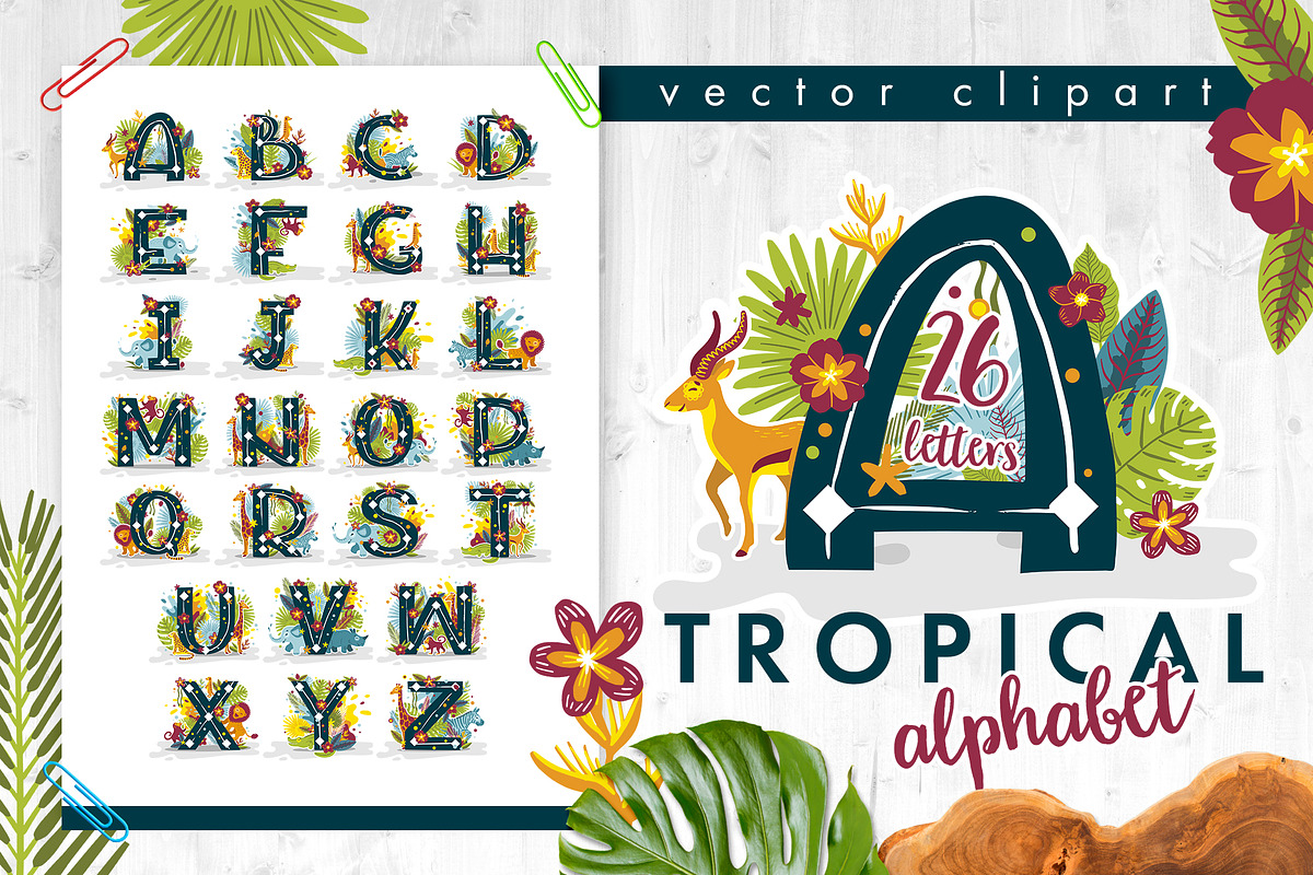 Tropical alphabet cartoon animals, an Animal Illustration by Brandianna (Photo 1 of 5)