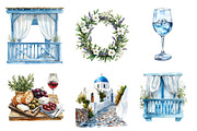 Summer Santorini Vacation Clipart, an Illustration by CreationArt (Thumbnail 5 of 5)