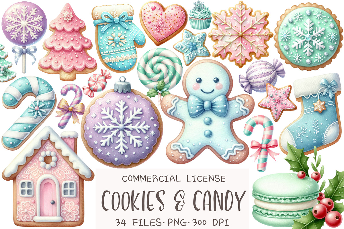 Christmas Cookies & Candy Clipart, an Illustration by OK Design (Photo 1 of 5)