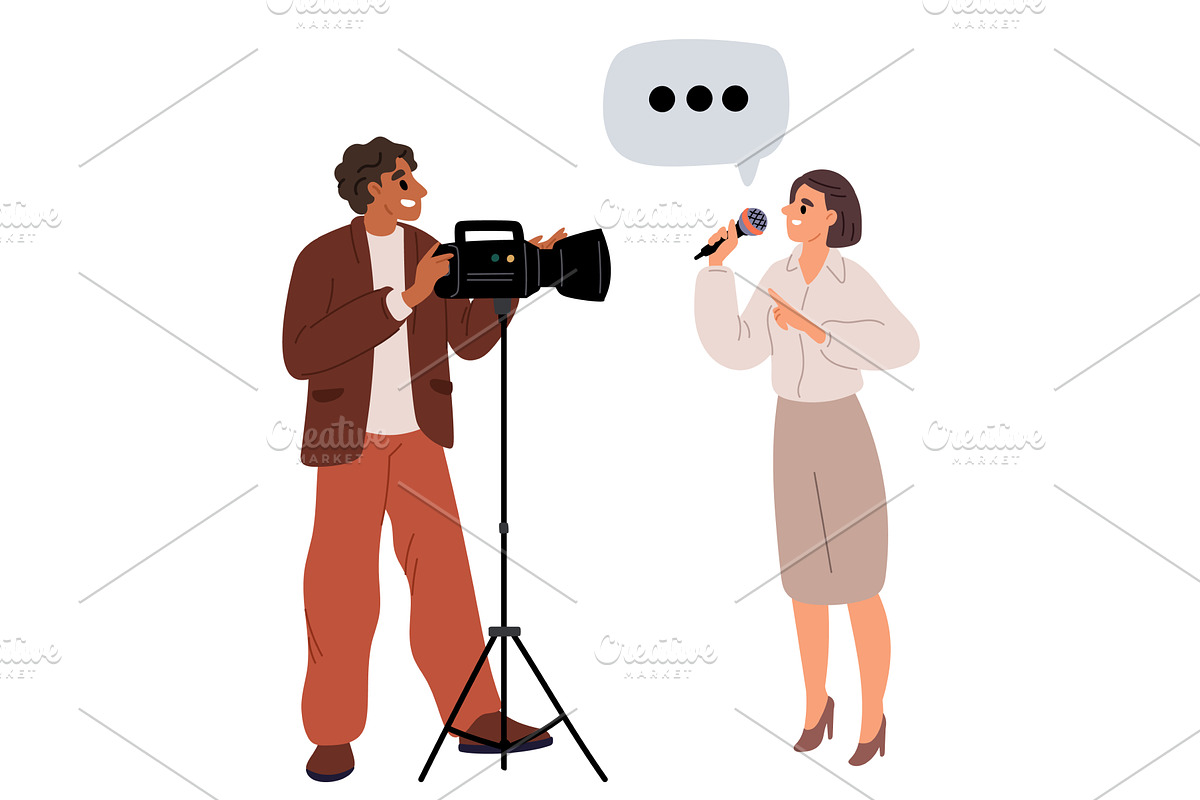 Male cameraman with camera captures, a Person Illustration by Vectorbuum