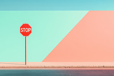 Red Stop sign against retro blue color sky background, a Photo by Dvoevnore photos
