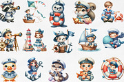 Cute Little Sailor Watercolor PNG, an Illustration by Designking (Thumbnail 2 of 4)