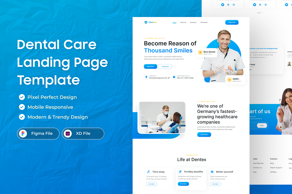 Dental Care Medical Web Ui Design, a Landing Page Template by Akib Tanjil (Photo 1 of 2)