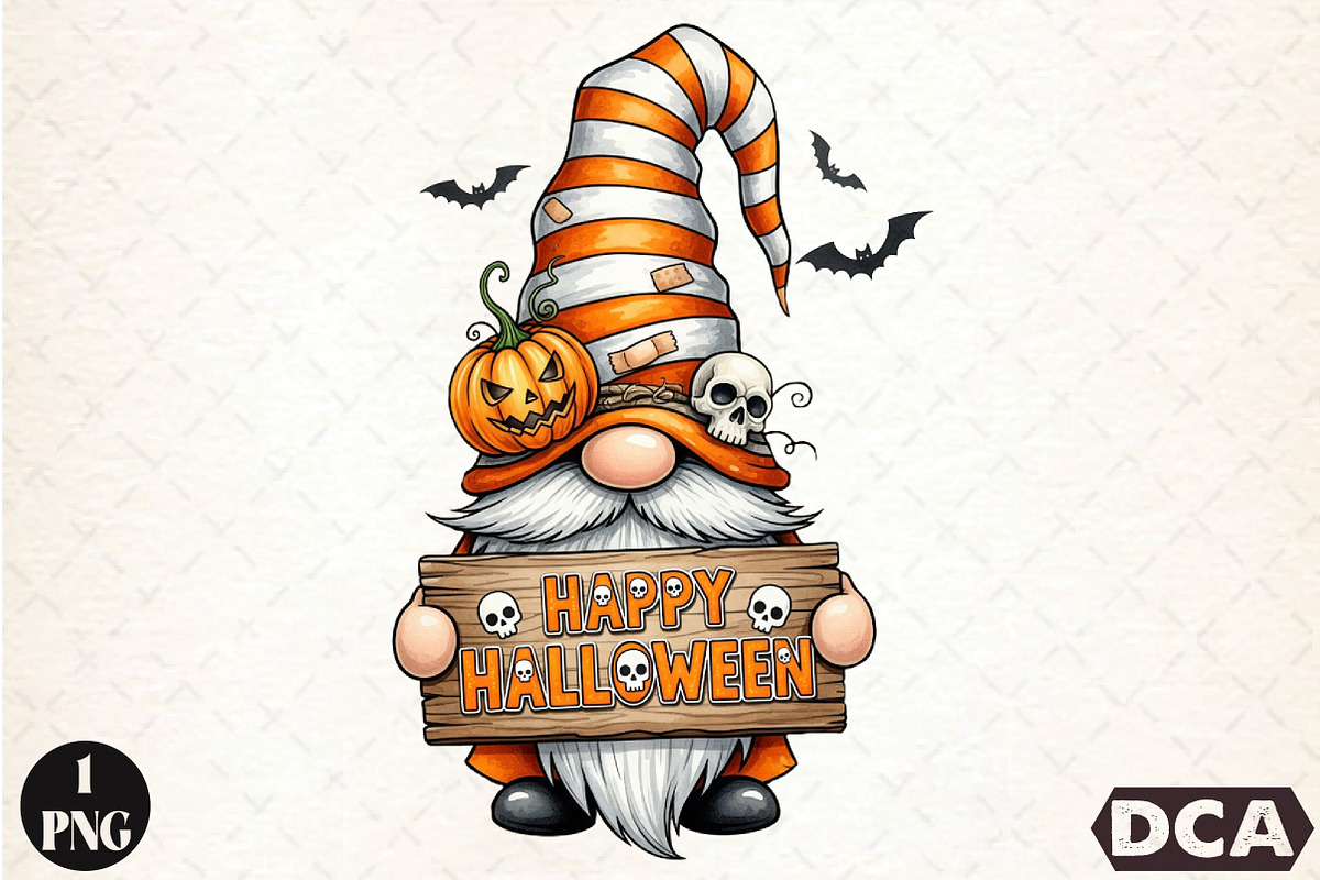 Happy Halloween Gnome PNG, an Icon by DreamCafeArt (Photo 1 of 7)