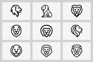 Lion head line art logo collection, a Branding & Logo Template by Vectorium Studio