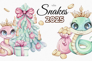 Watercolor Snakes | New year 2025