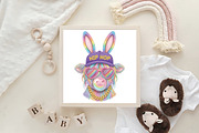 Easter Hip Hop Highland Cow PNG, an Illustration by CraftArtStudio (Thumbnail 4 of 4)