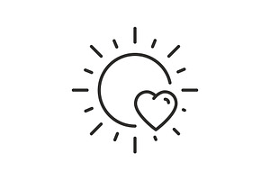shape heart with sun icon