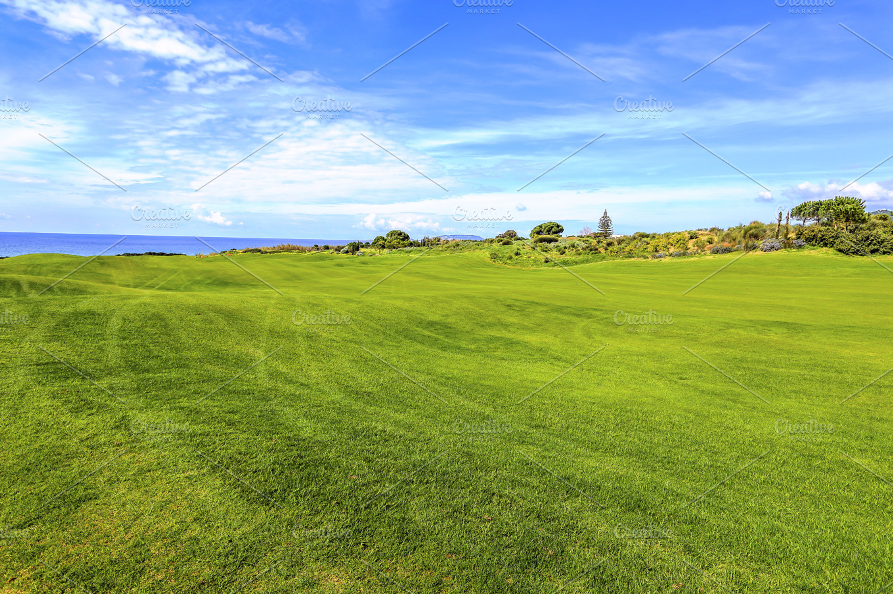 Nature green field and blue sky featuring day, sun, and sky, a Nature Photo by J&T photo and design