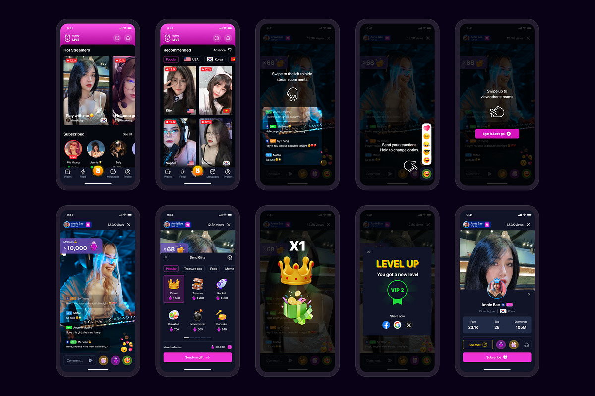 Bunny - Idol Streaming App UI Kit, an App Template by sythongnguyen777 (Photo 5 of 6)
