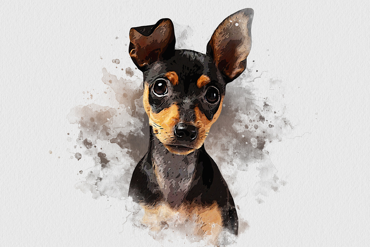 Pet Watercolor Art Photoshop Effect, an Action Add-On by Shovajit (Photo 9 of 9)