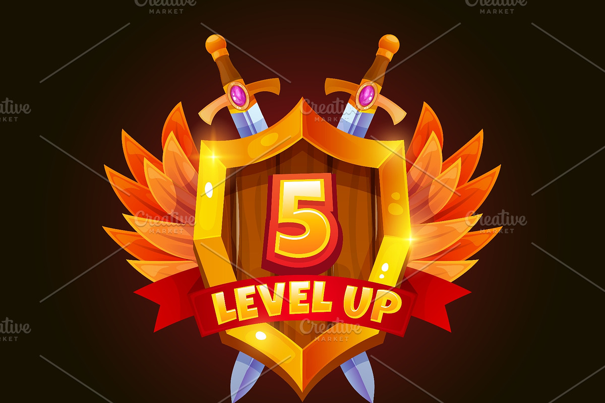 Game level up badge. Winner trophy, an Object Illustration by Stock-Smart-Start (Photo 3 of 3)