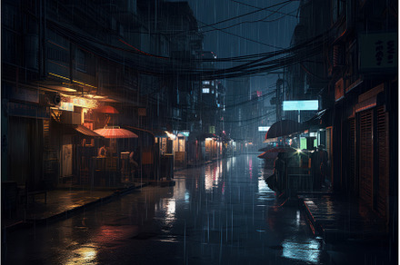 Urban night rain. Generate Ai, a Transportation Photo by Ylivdesign