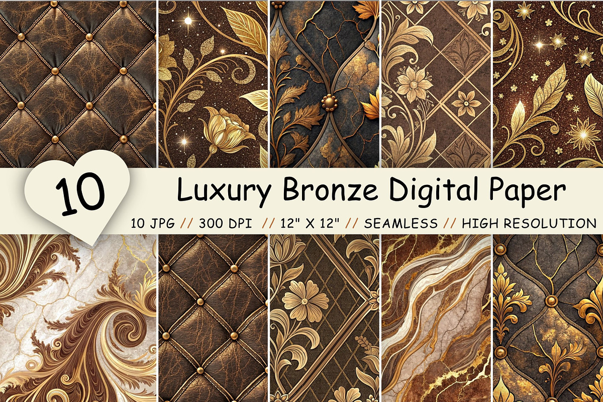 Luxury Bronze Digital Paper Pack, a Pattern Graphic by FloridPrintables (Photo 1 of 8)