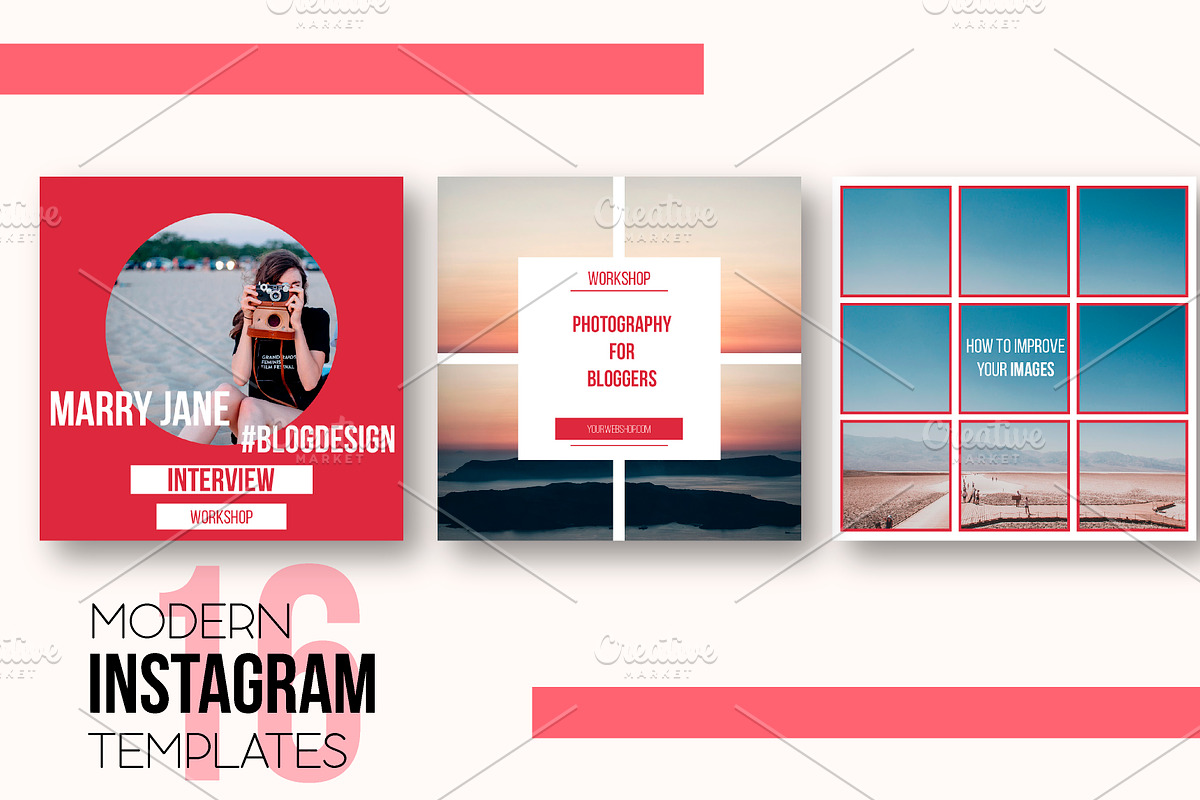 Instagram modern templates, a Social Media Template by Iryna Danyliuk (Photo 5 of 6)