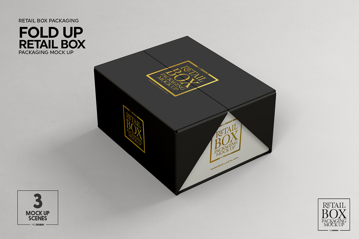 Fold Up Retail Box Packaging Mockup, a Packaging Mockup by INCDesign (Photo 2 of 7)