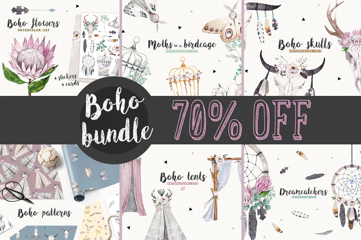 BOHO BUNDLE 70% OFF, an Illustration by Natali Smolova (Photo 1 of 7)