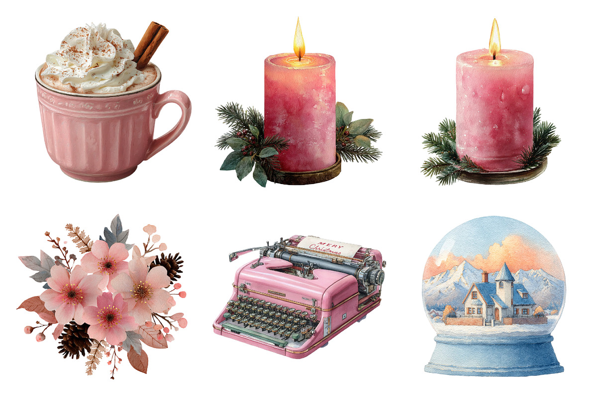 Pink Christmas Clipart PNG, an Illustration by SinaCreation (Photo 5 of 7)
