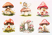 Watercolor Cute Magic Fairy Mushroom, an Illustration by CreationArt (Thumbnail 8 of 9)