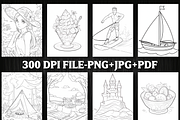 Summer Coloring book For Adults, a Seasonal Illustration by Design Station (Thumbnail 2 of 4)