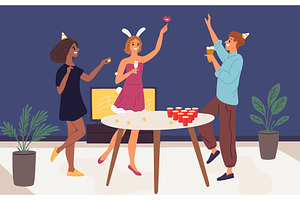 Young people having fun and play, a Food Illustration by Vectorbuum