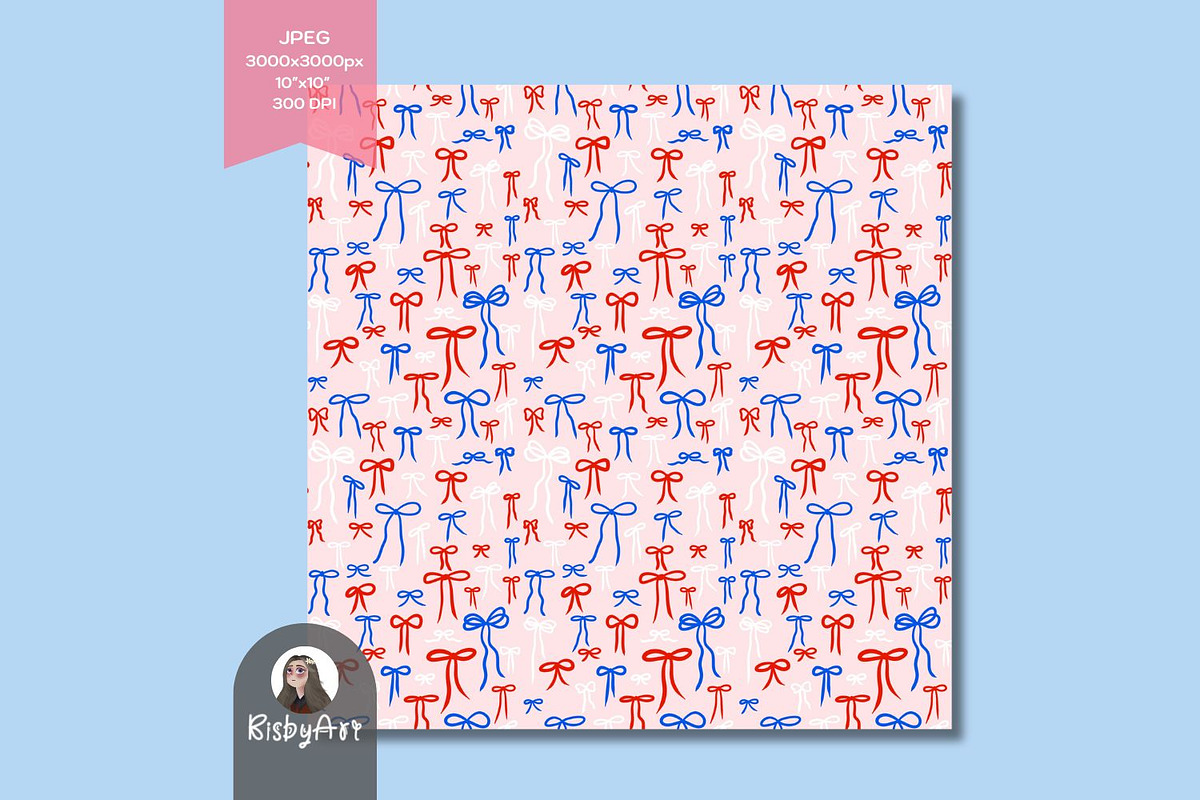 Fourth Of July Bows Seamless Pattern, a Pattern Graphic by KisbyArt (Photo 3 of 3)