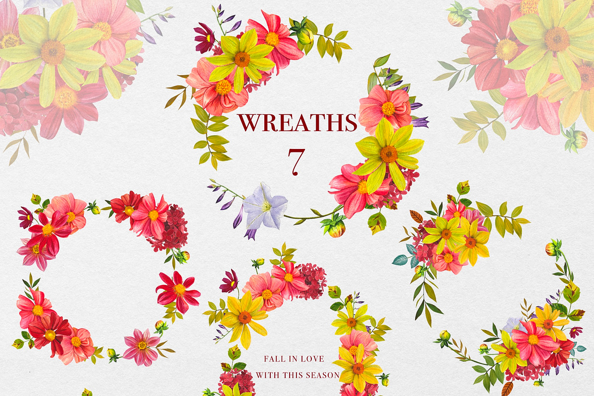 Watercolor Fall Dahlia flowers, a Seasonal Illustration by DiashaArt (Photo 6 of 13)