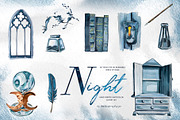 Hand-Painted Night Clipart Set, an Animal Illustration by ArtCreationsDesign (Thumbnail 5 of 29)