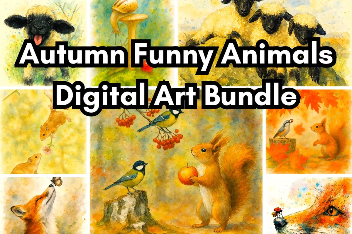 Funny Fall Animals Clipart Bundle, an Illustration by PinPaperStudio (Photo 1 of 7)