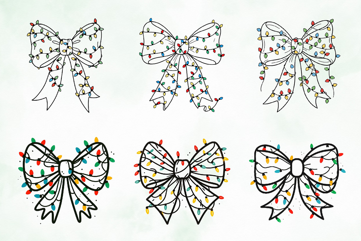 Christmas Light Coquette Bow PNG, an Illustration by Creative Art (Photo 2 of 9)