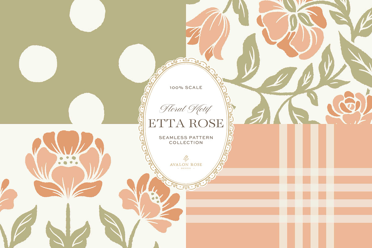 Vintage Peach Floral Print Patterns, a Pattern Graphic by Eclectic Anthology (Photo 14 of 14)