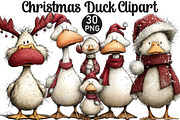 Christmas Duck Clipart, an Illustration by Black Bird Studio (Thumbnail 1 of 6)