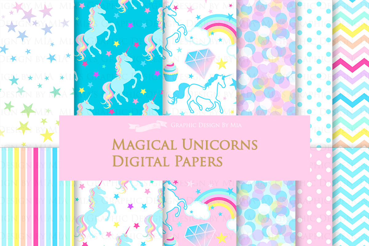 Magical Unicorns, Einhorn, Blue, an Illustration by Mia's Graphic Design (Photo 7 of 9)