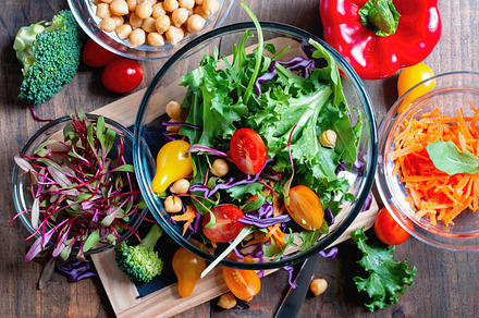 Chickpea and veggies salad stock photo containing appetizing and bio