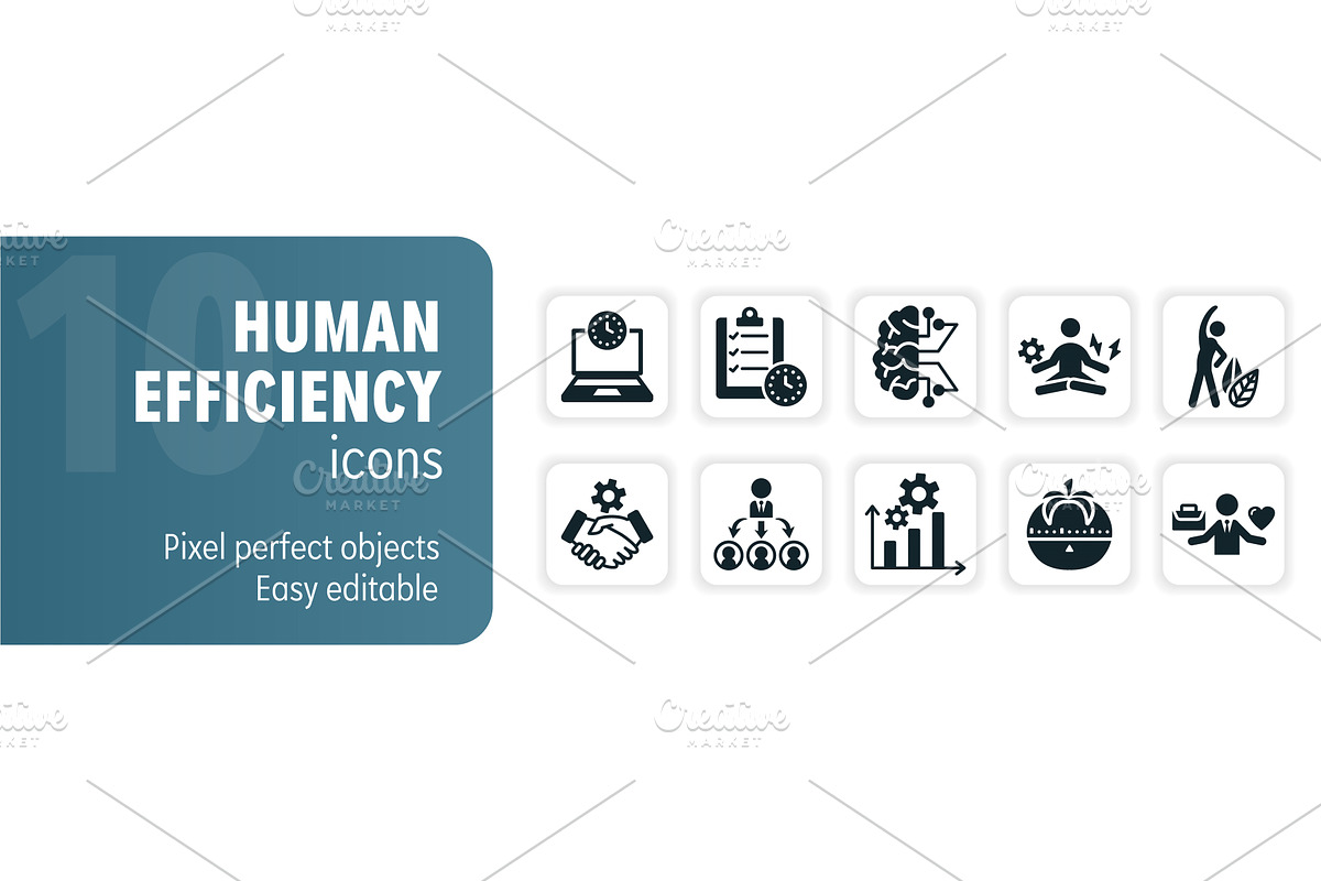 Human efficiency icon set featuring, an Object Illustration by Aimagenarium@gmail.com
