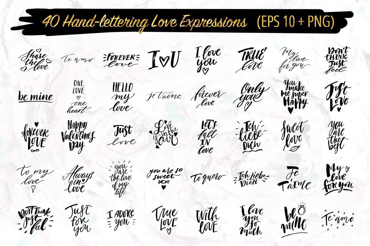 Love Expressions Handlettering Pack, a Texture Illustration by Spencerian Sisters (Photo 5 of 8)