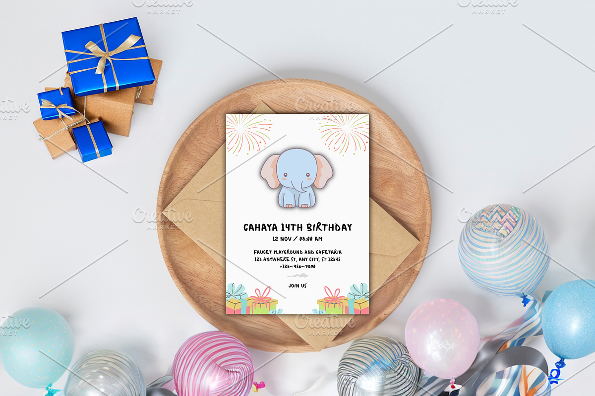 Cute Birthday Invitation Card, a Print Template by TheSimplySereneShop (Photo 4 of 5)