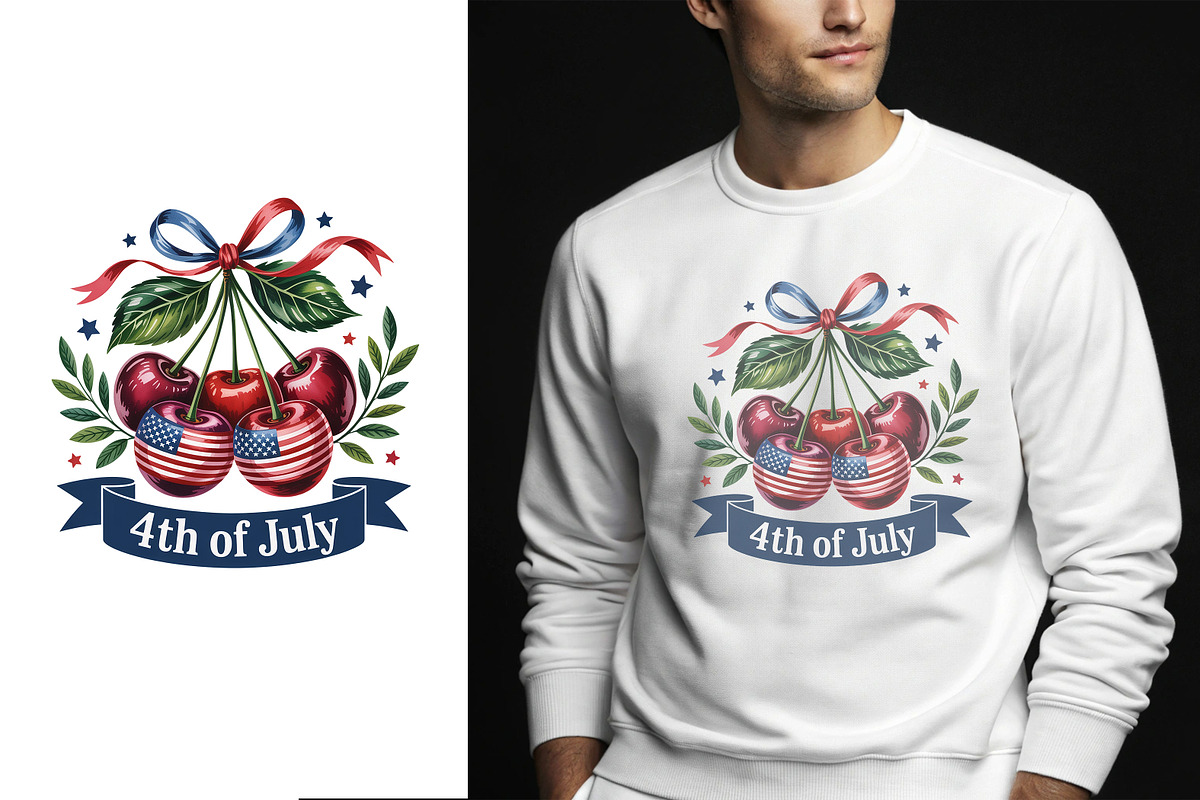 Patriotic Cherry 4th July Art Print, an Object Illustration by Unique Design Team (Photo 1 of 4)